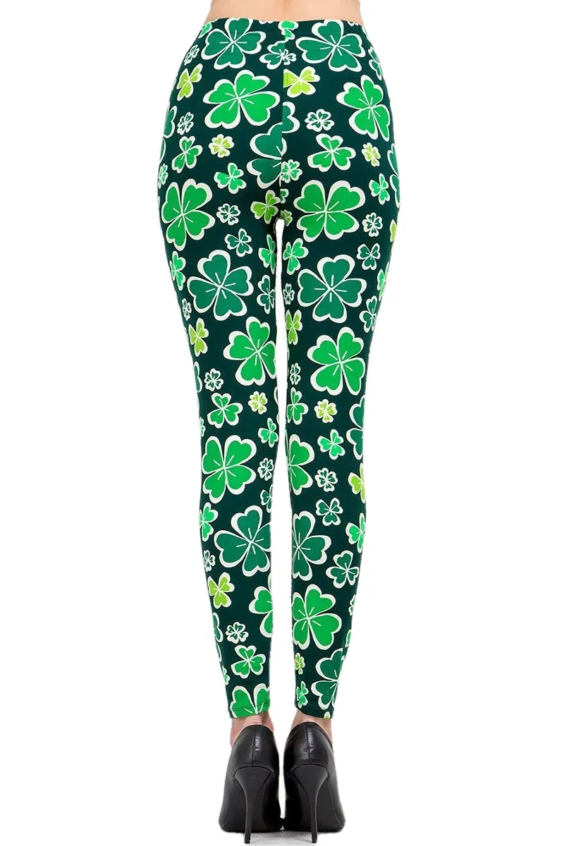 Women's Regular ST. Patrick's Day Shamrock Clover Pattern Printed Leggings