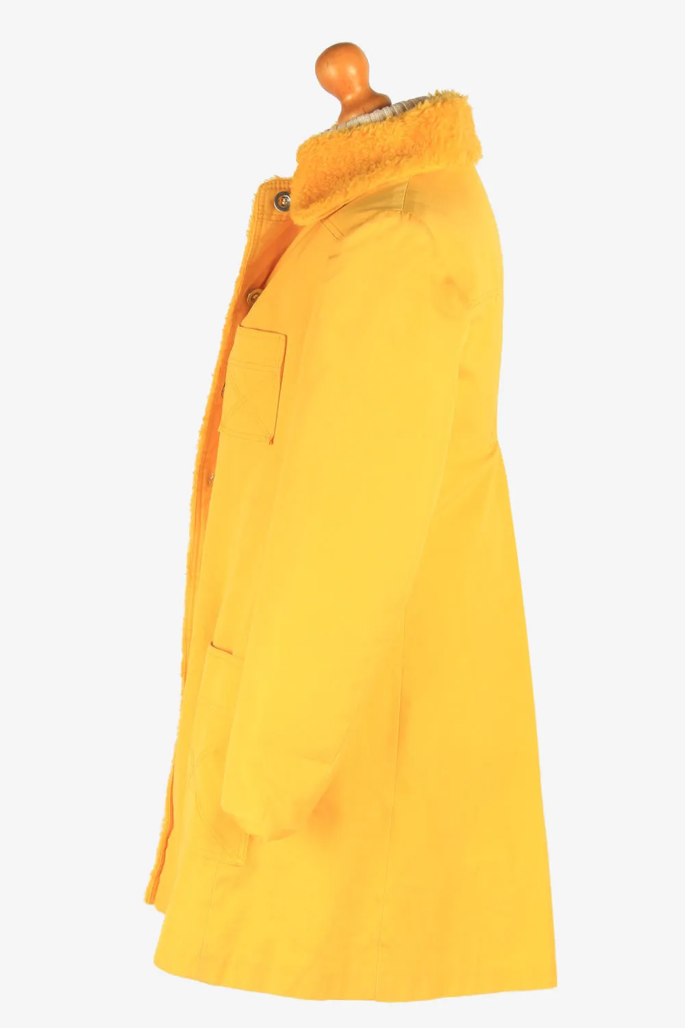 Women’s Sherpa Overcoat Sherpa Collar Vintage Size S Yellow C3066 - Pepper Tree London