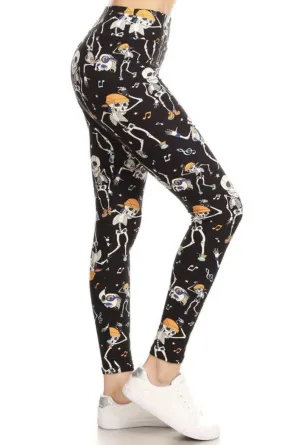 Womens Skull Leggings | XPlus Skull Pirate Leggings | Yoga Pants | Footless Tights | No-Roll Waistband