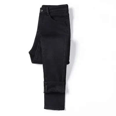 Women's Winter Warm Polyester Casual High Waist Skinny Trousers