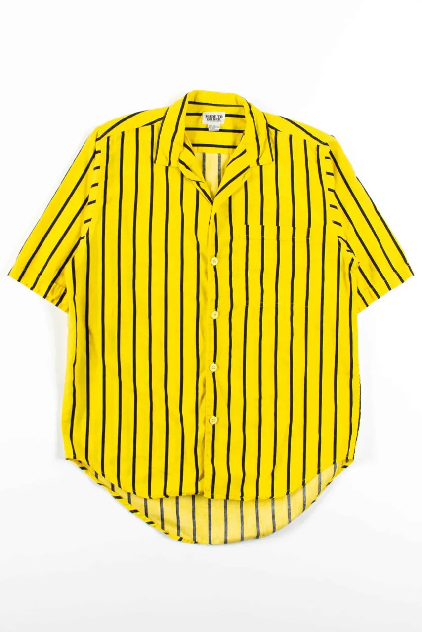 Yellow Vertical Striped Button Up Shirt