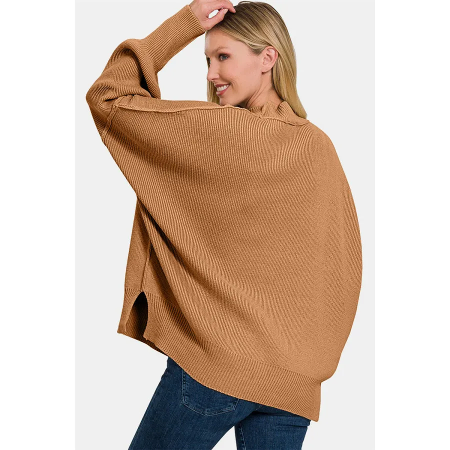 Zenana Side Sit Oversize Sweater